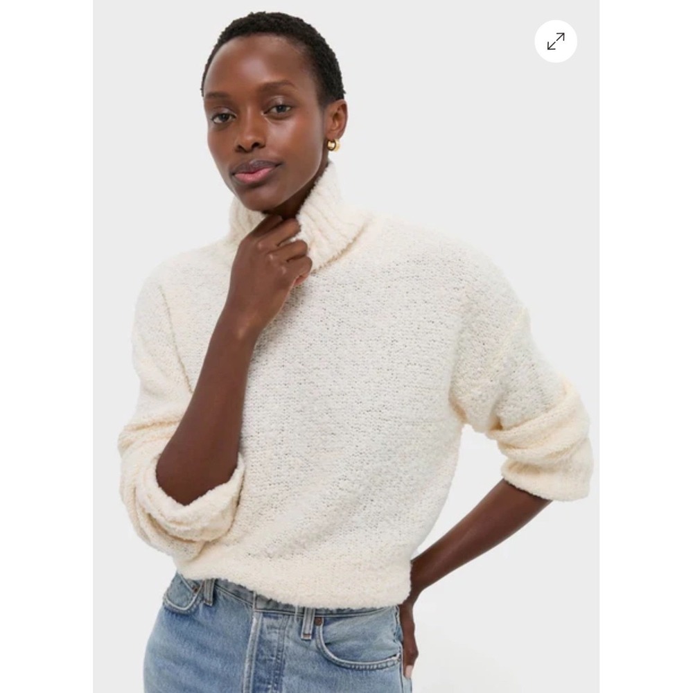 Tuckernuck Ivory Boucle Whilden Sweater Turtleneck Relaxed Knit Cream Small NWT
